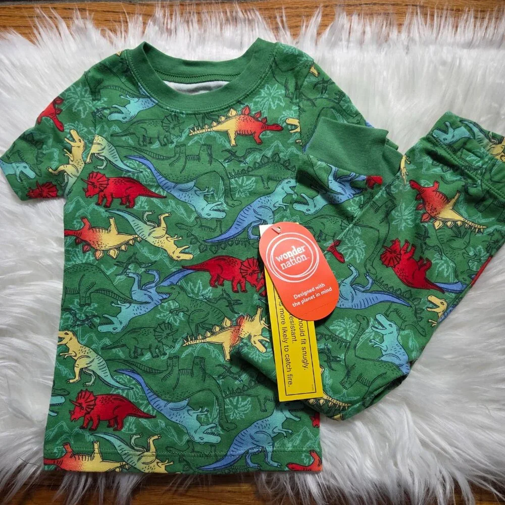 Wonder Nation Dinosaur 2 Piece Pajama Set